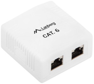 Экранированная розетка LAN для поверхностного монтажа, кат. 6, 2x RJ45 IDC/LSA.