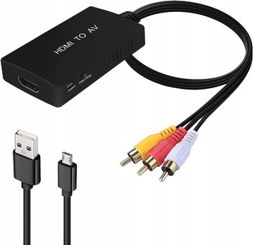 Konwerter HDMI do RCA Adapter AV CINCH CVBS 1080 audi video konwertor