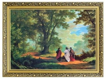 DROGA DO EMAUS | JEZUS CHRYSTUS | OBRAZ PŁÓTNO ZŁOTA RAMA 60x80