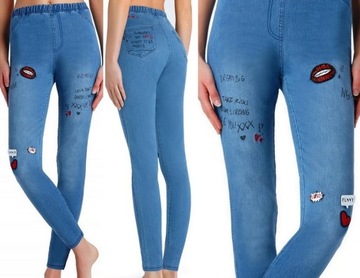 CALZEDONIA spodnie jeans napisy Patch SKINNY S/36