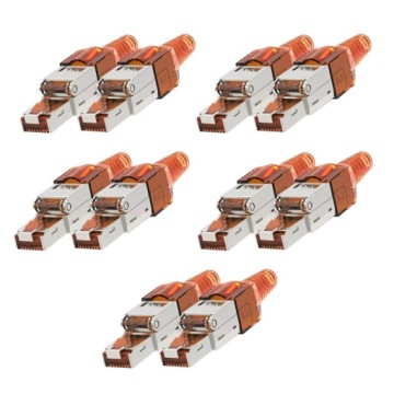 10 Ks Zástrčka RJ45 Stp KAT.6A KAT.7 Beznástrojová