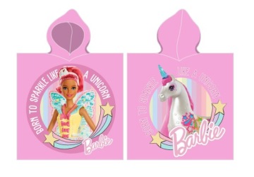Накидка з капюшоном пончо 110 x 55 см для купання пляжні з бавовни BARBIE