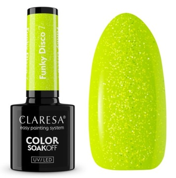 CLARESA LAKIER HYBRYDOWY FUNKY DISCO 7 LIME LIGHT - 5g z DROBINKĄ