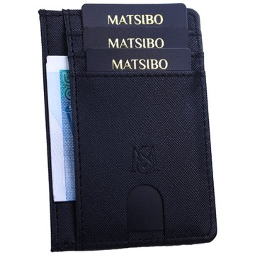 Etui na karty Slim Portfel Skórzany MATSIBO RFID