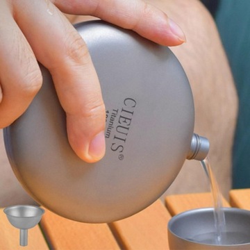 Titanium Hip Flask Drink Bottle Round Lightweight Leakproof for with Funnel