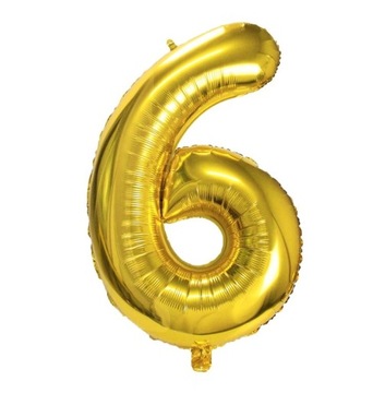 MEGA ZŁOTY BALON CYFRA 6 SZEŚĆ URODZINY 80 cm