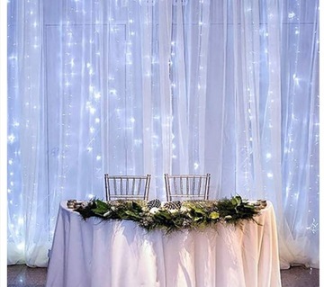 Светодиодная гирлянда для штор, 2 метра, пульт дистанционного управления, проводная подсветка, 8 функций, аккумулятор