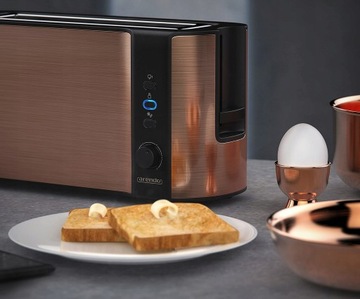 Czajnik ze stali nierdzewnej i toster kolor miedź