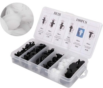 Zestaw uniwersalne spinki kołki klipsy samochodowe do tapicerki 100szt kufe