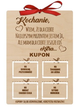 PREZENT NA DZIEŃ KOBIET BON ŚMIESZNE KUPONY DLA CHŁOPAKA DLA NIEJ DLA NIEGO
