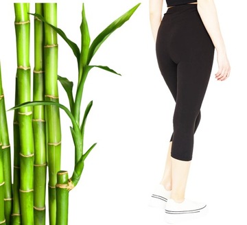 Legginsy Damskie 3/4 Bambusowe Getry Włókno bambusa Czarne Całoroczne M/L