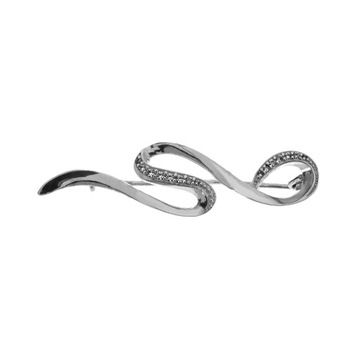 ELEGANCKA BROSZKA FALA Z CYRKONIAMI SREBRO 925