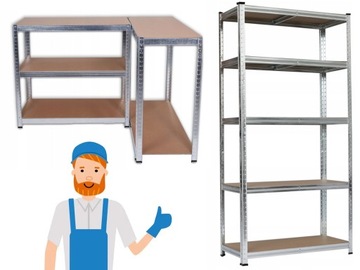 REGAŁ MAGAZYNOWY METALOWY GARAŻOWY BIUROWY do PIWNICY 5 półek 875KG -180x90