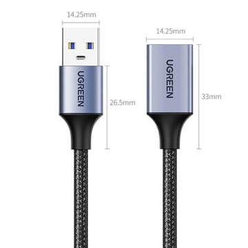 Ugreen USB-USB адаптер-удлинитель 1м серый
