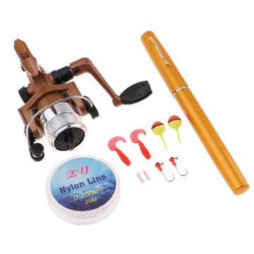 .Mini Portable Pocket Fish Pen Shape Wędka ze