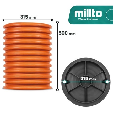 Studnia STUDZIENKA DRENARSKA 315 Kanalizacyjna Rura Karbowana 50 cm Pokrywa