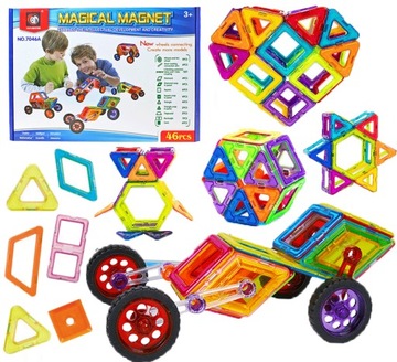 KLOCKI MAGNETYCZNE KONSTRUKCYJNE 3D Magical Magnet 46 elementów