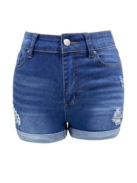 Spodenki jeansowe damskie z dziurami stretch hem s