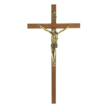 Krzyż na ścianę drewniany krzyż wiszący brązowy 21