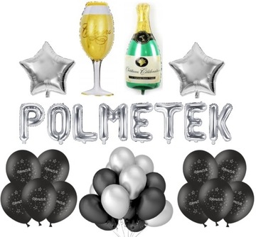 Zestaw na PÓŁMETEK Baner Balony Szampan Dekoracje