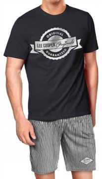 Piżama męska bawełniana czarny t-shirt spodenki w paski Lee Cooper L