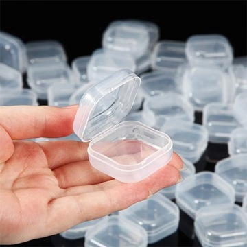 1-50pcs Mini Storage Box Transparent Square Plastic Case for Earring Ring