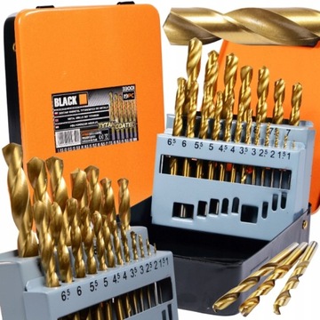 ZESTAW WIERTEŁ WIERTŁA DO METALU POWLEKANE TYTANEM 19 SZT BLACK