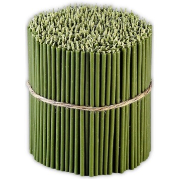 Świece z naturalnego wosku pszczelego cerkiewne 15cm zielone 100 szt.