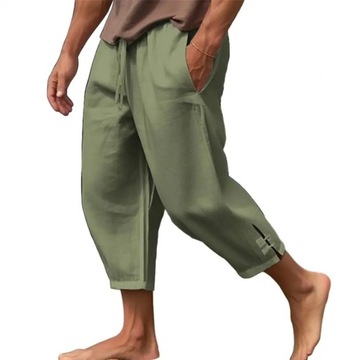 Drawstring Linen Pants Button Soft Breathable Summ