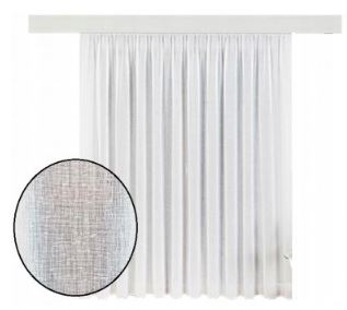 Firana gotowa gładka z etaminy 215x400 BIAŁA OŁOWI do salonu