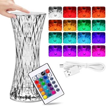 Светодиодная 3/7/16 цветов Хрустальная настольная лампа Роза Свет Романтическая алмазная атмосфера