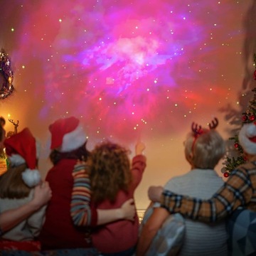 Zestaw PROJEKTOR GWIAZD Z NAWILŻACZEM drewno Lampka Nocna Led Astronauta