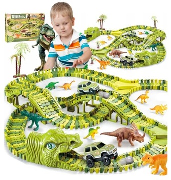 Tor wyścigowy dinozaury 270 elem 360cm elektryczny