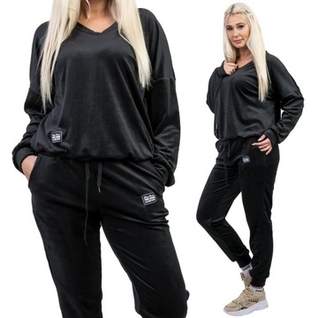 Z407 DRES WELUROWY Z NASZYWKĄ CZARNY 56 (8XL)