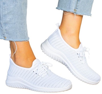 Wygodne Damskie Adidasy do Biegania White 37