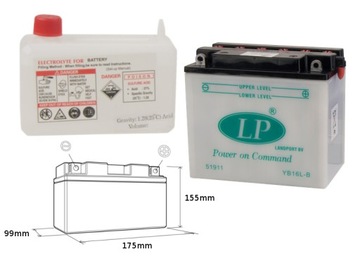 LANDPORT AKUMULATOR YB16L-B (MD LB16L-B) 12V 19AH 175X100X155 OBSŁUGOWY - E
