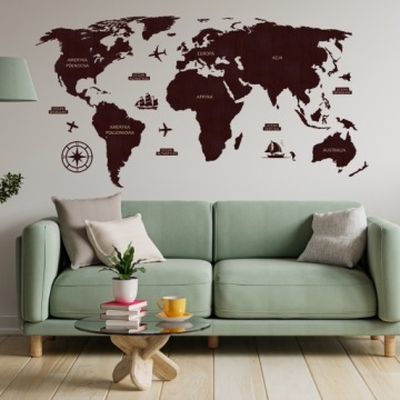 Деревянная карта мира декоративная подробная 3D модель