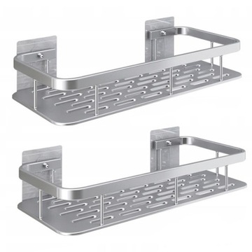 2 x Półka Łazienkowa Pod Prysznic Srebrna Metal Loft