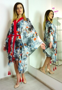 ЯПОНИЯ МИДИ ШИФОНОВАЯ ПЛЯЖНАЯ ТУНИКА ПАРЕО КИМОНО