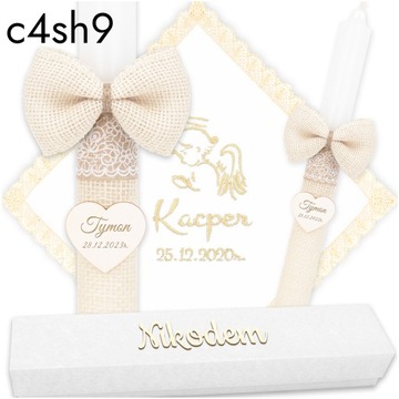 КРЕЩЕННАЯ СВЕЧА, ОДЕЖДА И ВЫШИВКА КРЕЩЕСТВЕННОЙ СВЕЧИ + БЕЛАЯ КОРОБКА в стиле БОХО