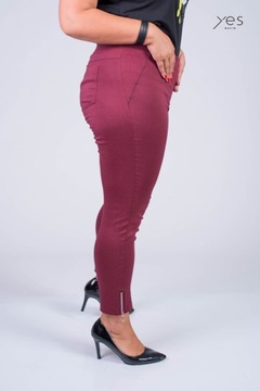 Spodnie 7/8 MIKSA z zipem bordo Plus Size 42-58 52