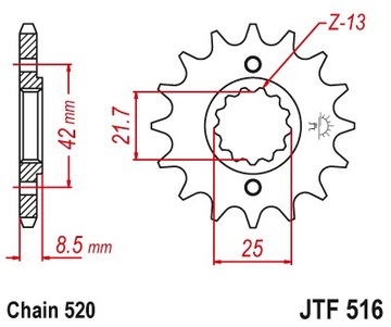 ПЕРЕДНЯЯ ЗВЕЗДОЧКА JT JTF516.14