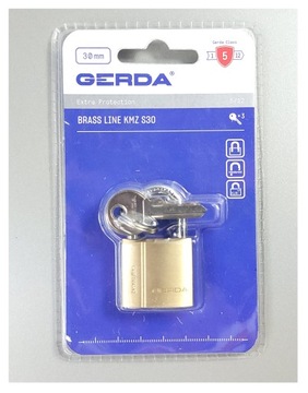 Kłódka GERDA BRASS LINE KMZ S3010A MOSIĄDZ 30MM