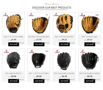 Etto Quality 10/11 дюймов Мужские профессиональные бейсбольные перчатки из ПВХ для левой руки
