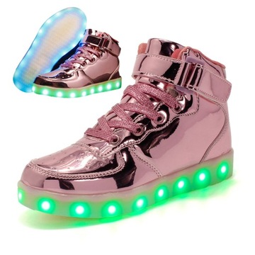 BUTY SPORTOWE DZIECIĘCE SWIECACE OBUWIE NA RZEPY SNEAKERSY Z LED Roz 25-40