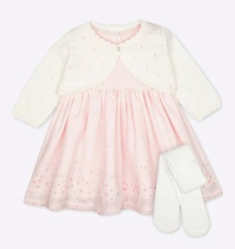 MOTHERCARE 3 PAK Komplet Sukienka Sweterek/Bolerko Rajstopy 6,5 kg / 62