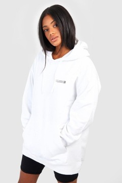 BOOHOO BIAŁA DAMSKA BLUZA Z KAPTUREM R.M H038014