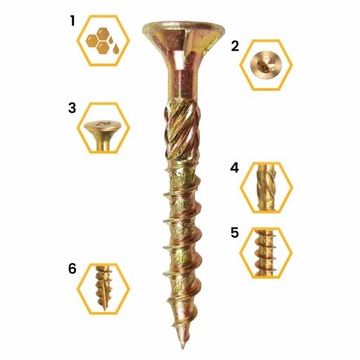 СТОЛЯНЫЕ ВИНТЫ ПО ДЕРЕВО 5x50 КОНИЧЕСКИЕ TORX 200 шт CS 05050 DOMAX