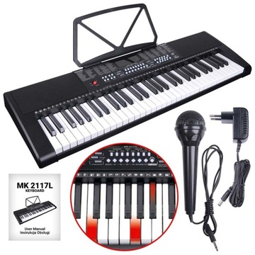 DUŻY KEYBOARD ORGANY PIANINO DO NAUKI GRY PODŚWIETLANE KLAWISZE TRYB LEKCJI