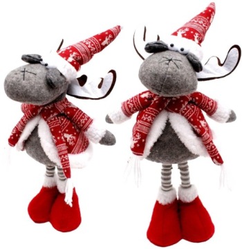 OZDOBA ŚWIĄTECZNA FIGURKA RENIFER NA TELESKOPOWYCH NOGACH 45-60CM